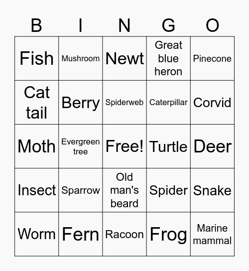 Wildlife Refuge Bingo! Bingo Card