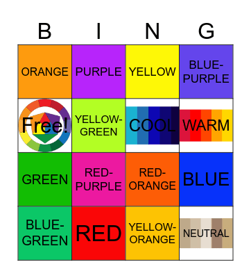 Color Wheel Bingo Card