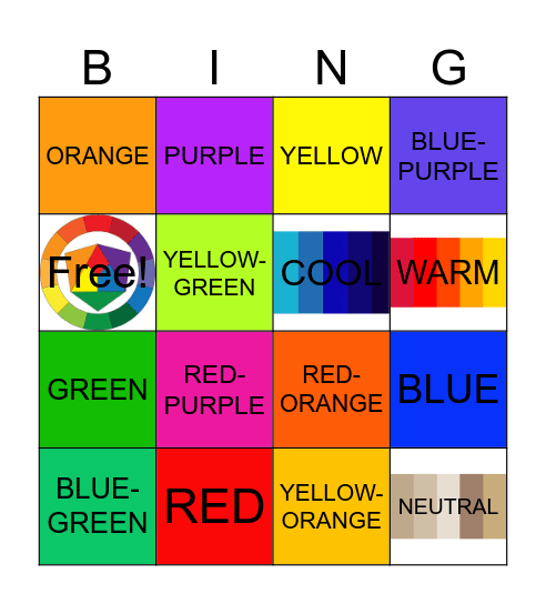 Color Wheel Bingo Card