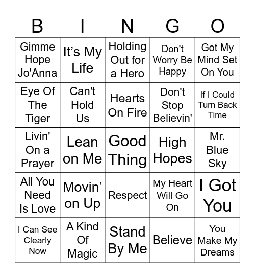 Disco Bingo - Hope Bingo Card