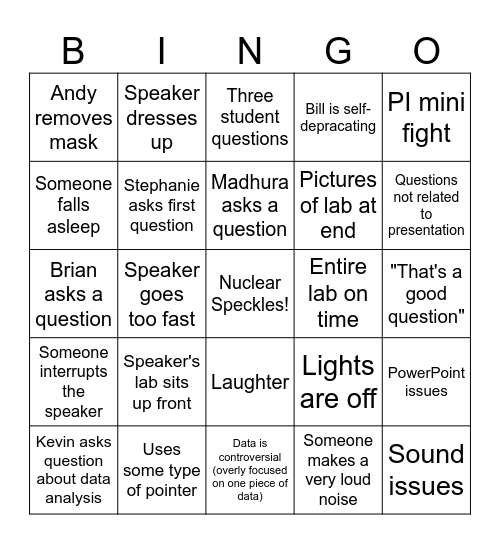 Seminar Bingo Card