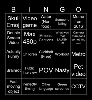 Funny Videos Bingo Card