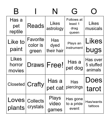 GSA Bingo Card