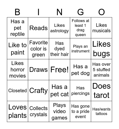 GSA Bingo Card