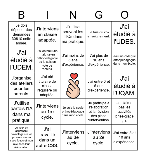 Bingo Brise-glace Bingo Card