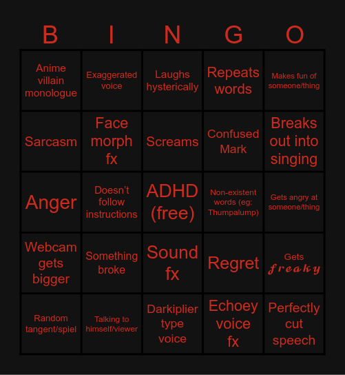 Markiplier Bingo Card