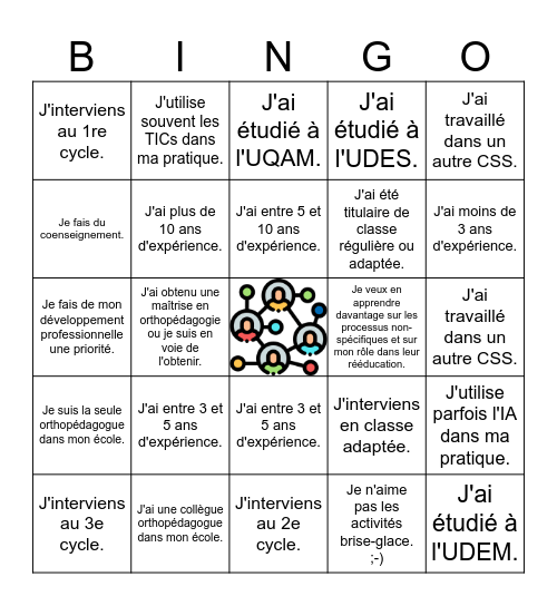 Bingo-Réseau Bingo Card