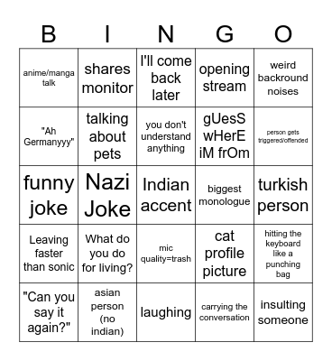 Discord Multilingual Bingo Card