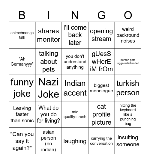 Discord Multilingual Bingo Card