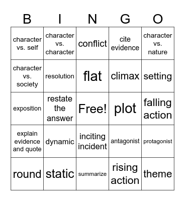 Fiction Bingo Card