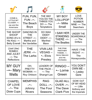 TOP SONGS OF 1964 Bingo Card
