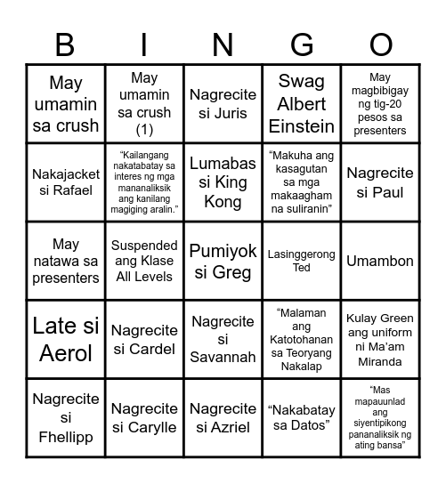 GROUP 2: TEDTALK BINGO Card