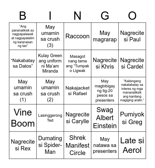 GROUP 2: TEDTALK BINGO Card