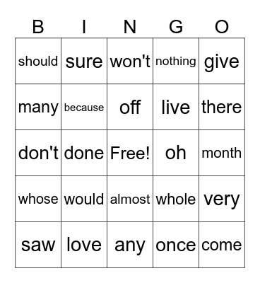 65 Bingo Card