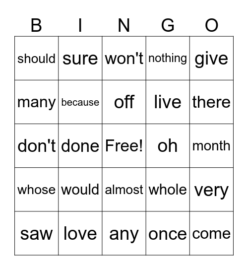 65 Bingo Card
