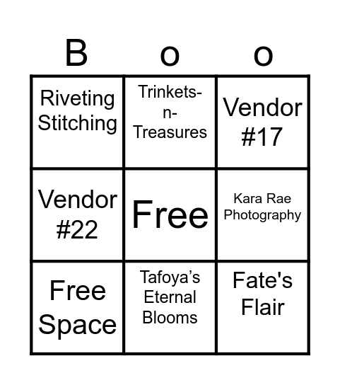 Treasure Walk BINGO = 10/19/2024 Bingo Card