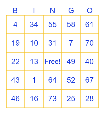 Bingo - ASL 101 - H Bingo Card