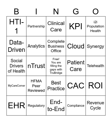CAC Bingo Buzz Words Bingo Card