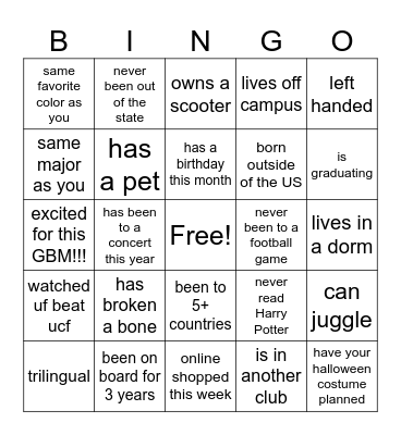 Tuyet's Home GBM 1 Bingo Card