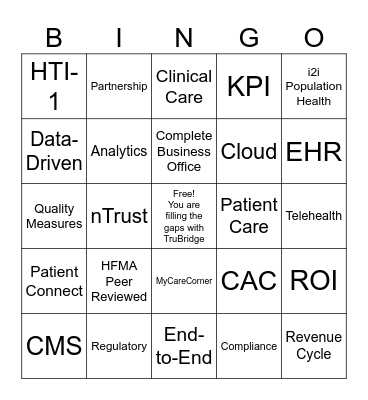 CAC Bingo Buzz Words Bingo Card