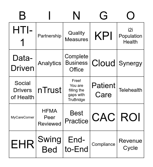 CAC Bingo Buzz Words Bingo Card