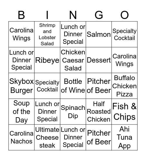 Skybox Upselling Challenge Bingo Card