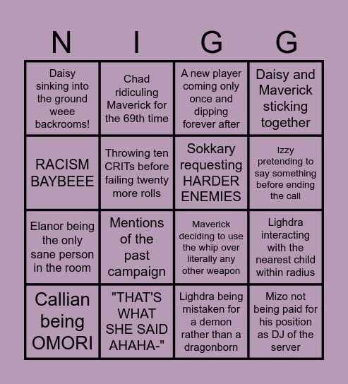 Serené Bingo! Bingo Card