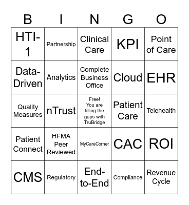 CAC Bingo Buzz Words Bingo Card