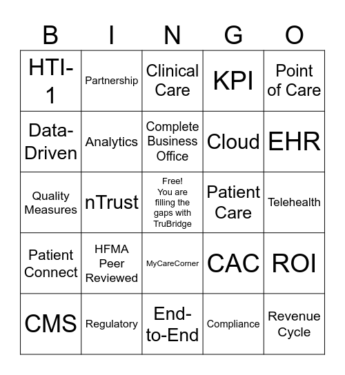 CAC Bingo Buzz Words Bingo Card