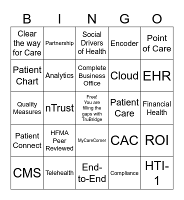 CAC Bingo Buzz Words Bingo Card