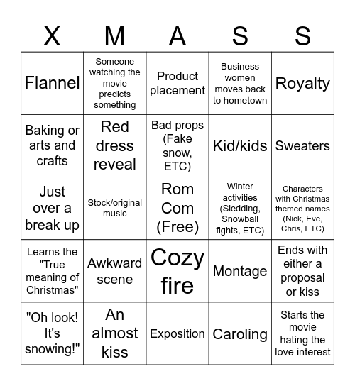 Hallmark Movie BINGO Card