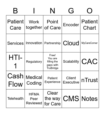 CAC Bingo Buzz Words Bingo Card