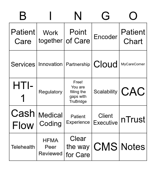 CAC Bingo Buzz Words Bingo Card