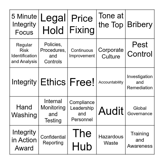 Compliance Bingo! Bingo Card