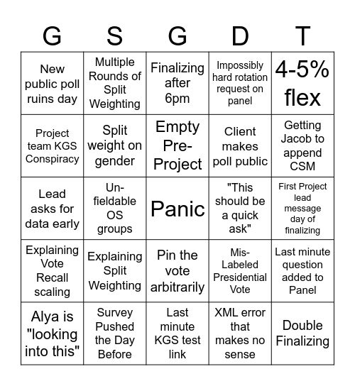 Data Team Bingo Card