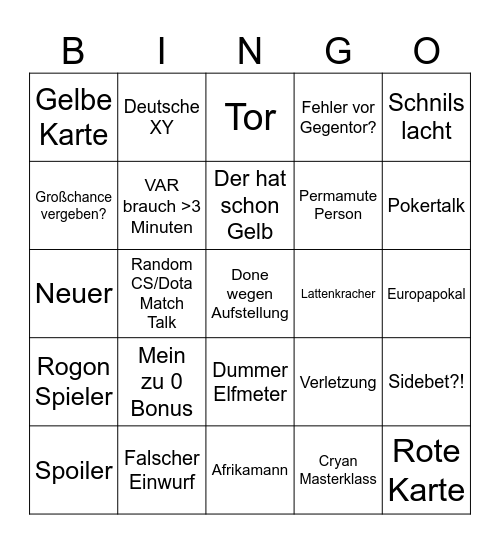 Kickbase Bingo Card