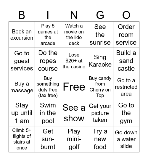 Flinders' Carnival Magic Reunion Bingo Card