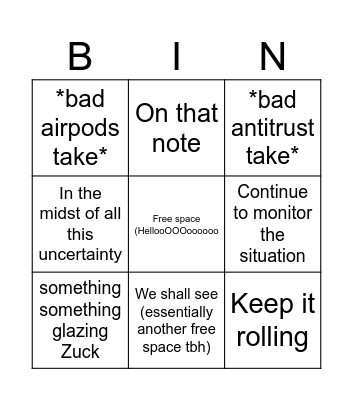 Andrew Sharp Bingo Card