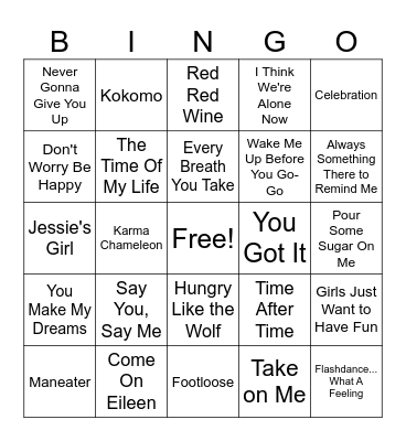 Hits Bingo Card