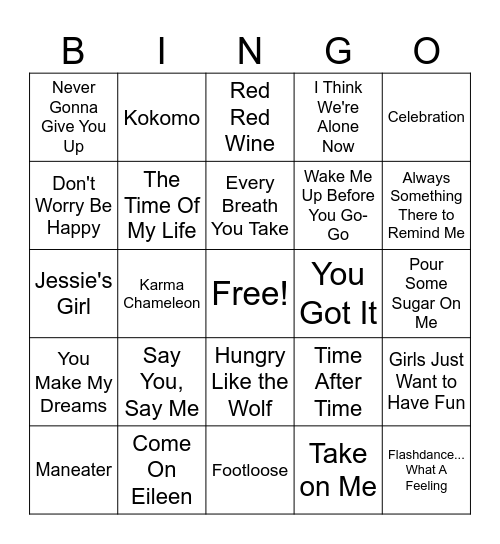 Hits Bingo Card