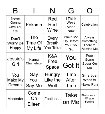 Hits Bingo Card