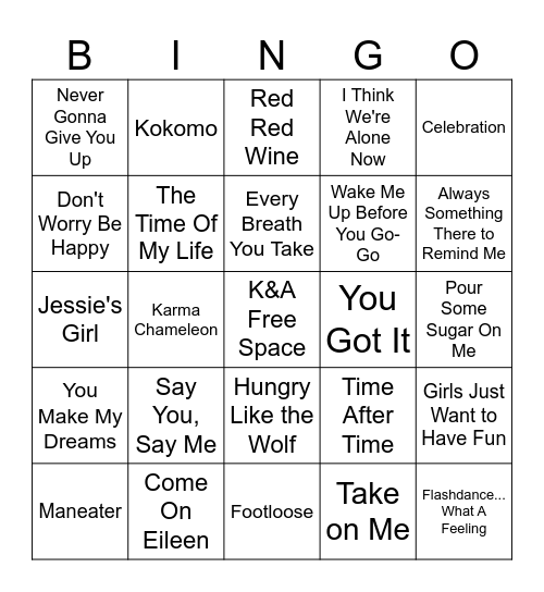 Hits Bingo Card