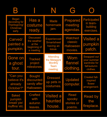 PM/Fall/Halloween Bingo Card