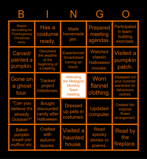 PM/Fall/Halloween Bingo Card