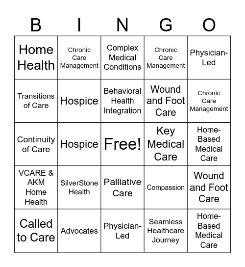 SilverStone Health Bingo Card