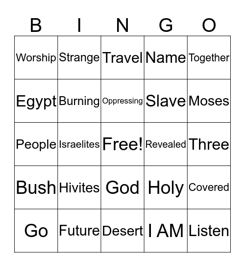 Exodus 3 - God Calls Moses Bingo Card