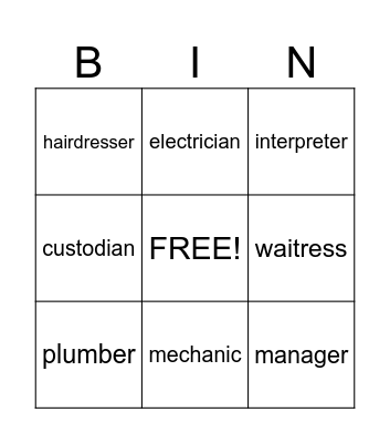 Jobs Bingo Card