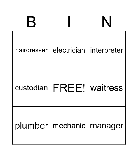 Jobs Bingo Card