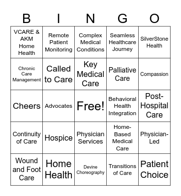 SilverStone Health Bingo Card