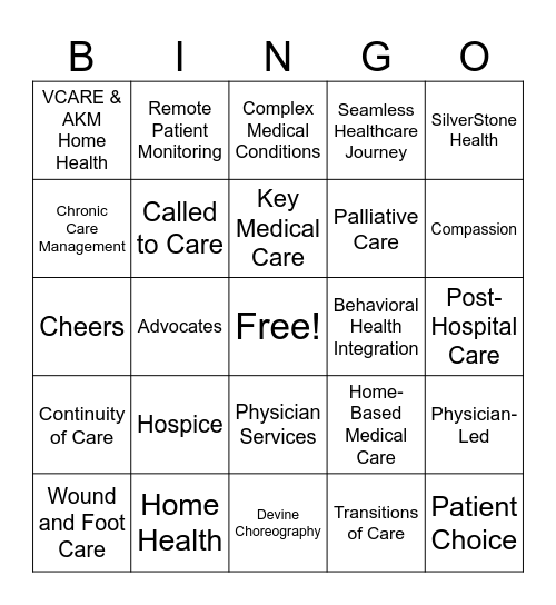 SilverStone Health Bingo Card